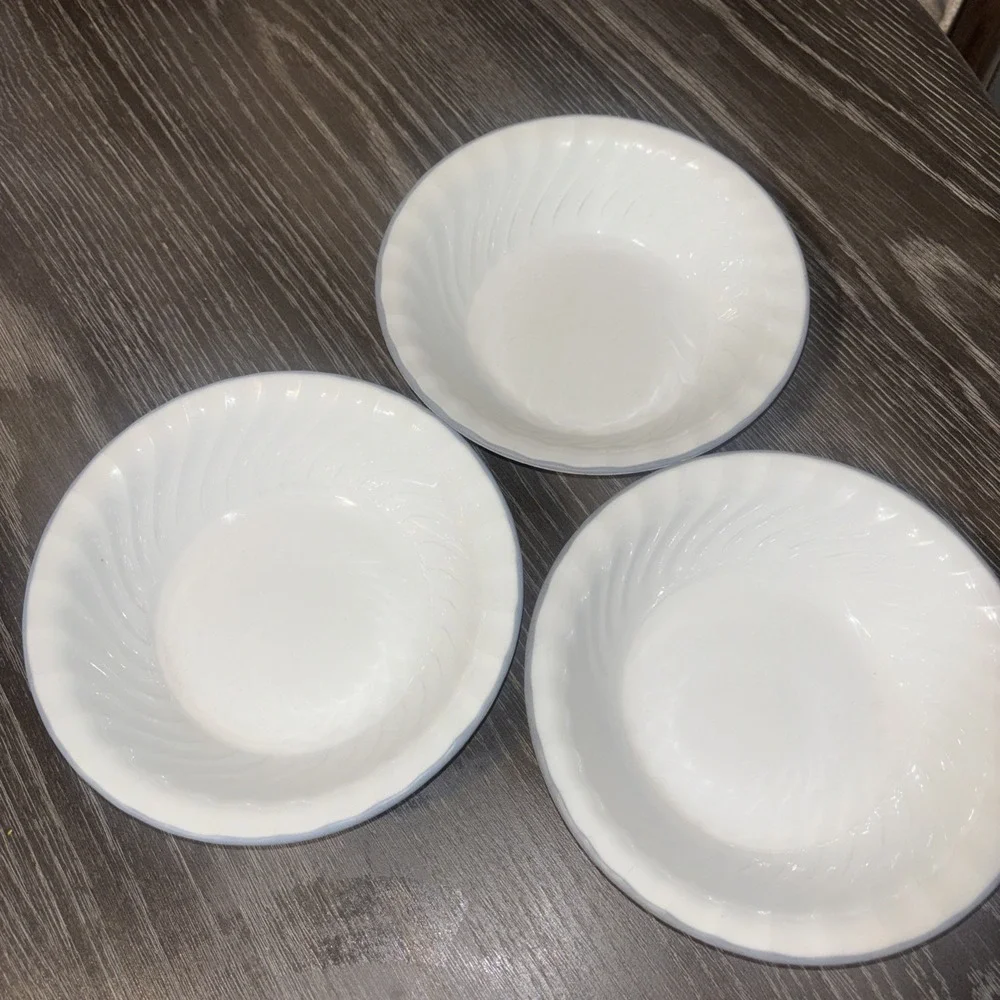 Corelle White Swirl Blue Rim7